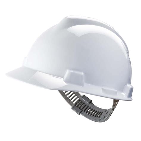 helmet safety slotted v-gard, w/satz-on suspension white|MSA Safety Helmet, V.